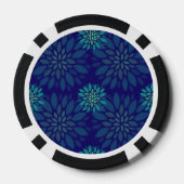 Modern Navy Blue and Green Floral Petals Pattern Pokerchips (Rückseite)