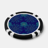 Modern Navy Blue and Green Floral Petals Pattern Pokerchips (Einzeln)