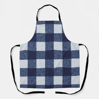 Modern Navy Blue and White Checkerboard All-Over  Schürze