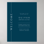 Modern Navy Blue Bar Mitzvah Begrüßungszeichen Poster (Vorne)