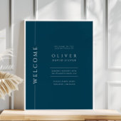 Modern Navy Blue Bar Mitzvah Begrüßungszeichen Poster
