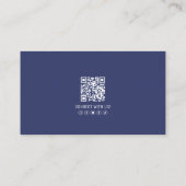 Modern Navy Blue Beruflich QR Code Foto Logo Visitenkarte (Rückseite)