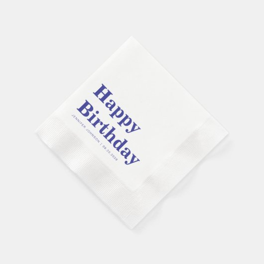 Modern Navy Blue Birthday Serviette (Ecke)