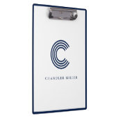 Modern Navy Blue Border Custom Stationery Klemmbrett (Rechts)
