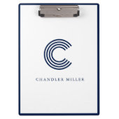Modern Navy Blue Border Custom Stationery Klemmbrett (Vorderseite)