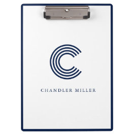 Modern Navy Blue Border Custom Stationery Klemmbrett