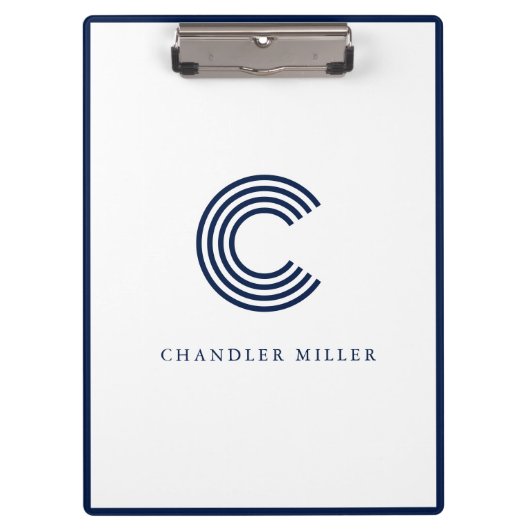 Modern Navy Blue Border Custom Stationery Klemmbrett (Vorderseite)