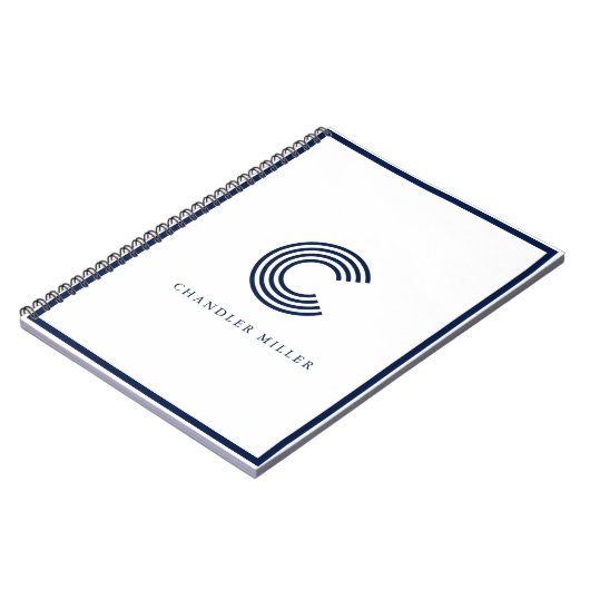 Modern Navy Blue Border Custom Stationery Notizblock (Linke Seite)