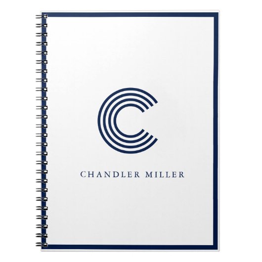 Modern Navy Blue Border Custom Stationery Notizblock (Vorderseite)