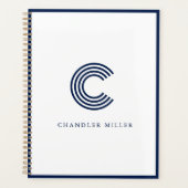 Modern Navy Blue Border Custom Stationery Planer (Vorderseite)