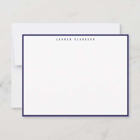 Modern Navy Blue Border Note Card Einladung (Vorderseite)