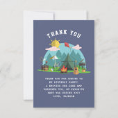 Modern Navy Blue Boy Camp Out Birthday Party Dankeskarte (Vorderseite)