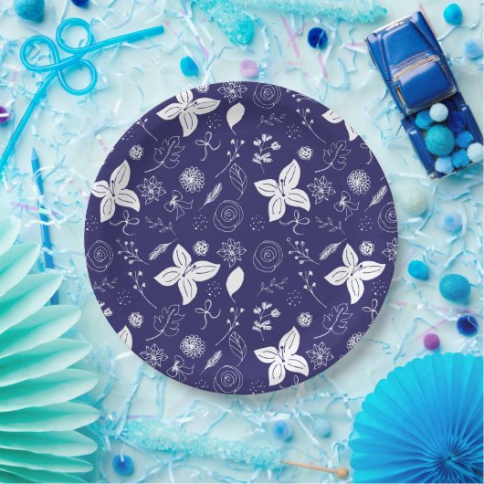 Modern Navy Blue Christmas Pappteller (Party)