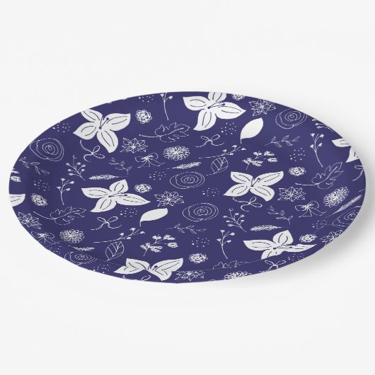 Modern Navy Blue Christmas Pappteller (Schrägansicht)