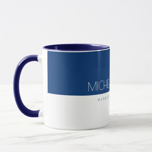 Modern Navy Blue Custom Monogram Name and Job Tasse (Links)