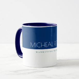 Modern Navy Blue Custom Monogram Name and Job Tasse