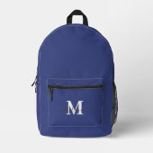 Modern Navy Blue Custom Monogram Name Bedruckter Rucksack (Vorderseite)