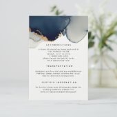 Modern Navy Blue Elegant Beach Hochzeiten Details Begleitkarte (Stehend Vorderseite)