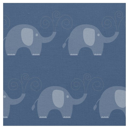 Modern Navy Blue Elephant Muster Stoff (Nahaufnahme)
