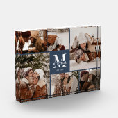 Modern Navy Blue Family Foto Collage Keepake (Links)