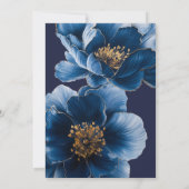 Modern Navy Blue Floral Elegant Birthday Einladung (Rückseite)