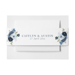 Modern navy blue floral wedding belly band