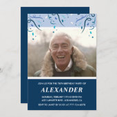 Modern Navy Blue Foto Man 78. Geburtstag Einladung (Vorne/Hinten)