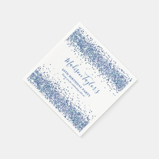 Modern Navy Blue Glitzer Sparkle Confetti Geburtst Serviette (Ecke)