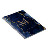 Modern Navy Blue Gold Agate Geode Monogramm Notizblock (Rechte Seite)
