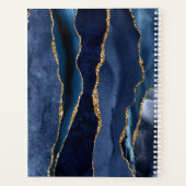 Modern Navy Blue Gold Agate Geode Monogramm Planer (Rückseite)