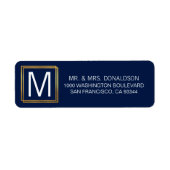 Modern Navy Blue Gold Frame Monogram Initials (Vorne)
