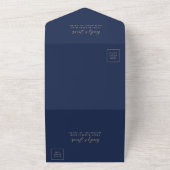 Modern Navy Blue Gold Glitter Wedding All In One Einladung (Außenbereich)