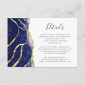 Modern Navy Blue Gold Ink Wedding Details Begleitkarte (Vorderseite)