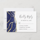 Modern Navy Blue Gold Ink Wedding RSVP Karte (Vorderseite)