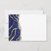 Modern Navy Blue Gold Ink Wedding RSVP Karte (Rückseite)