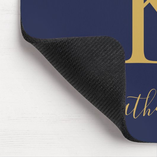 Modern Navy Blue Gold Monogram Mousepad (Ecke)