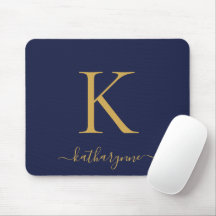Modern Navy Blue Gold Monogram