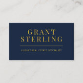 Modern Navy Blue Gold Real Estate Agent QR Code Visitenkarte (Vorderseite)