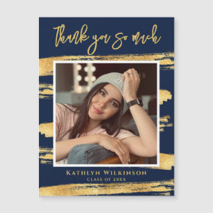 Modern Navy Blue Gold Script Einfache GRAD Vielen  Magnetkarte