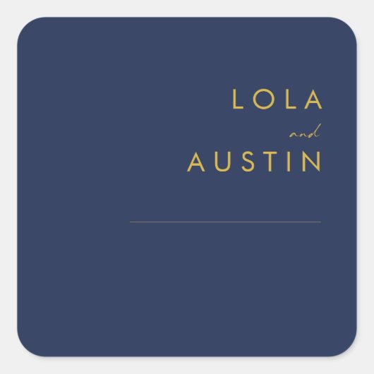 Modern Navy Blue | Gold Wedding Umschlag Aufkleber (Vorderseite)