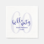 Modern Navy Blue Hallo Sechzig Geburtstag Napkins Serviette (Vorderseite)