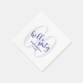 Modern Navy Blue Hallo Sechzig Geburtstag Napkins Serviette (Ecke)