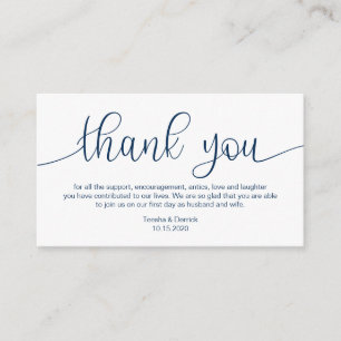 Modern Navy Blue Hand Lettered, Wedding Danke Begleitkarte