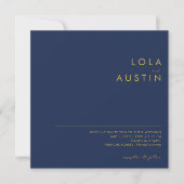 Modern Navy Blue | Hochzeit am Gold Foto Square Einladung (Vorderseite)