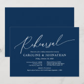 Modern Navy Blue, Hochzeit und Probe Einladung (Vorne/Hinten)