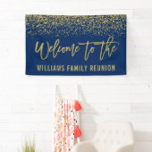 Modern Navy Blue Imitats Gold Glitzer Wiedersehen Banner (Insitu)