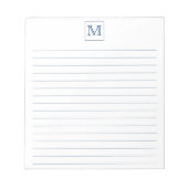 Modern Navy Blue Initial Monogram Square border Notizblock (Vorderseite)