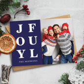 Modern Navy Blue Joyful Ein Foto Weihnachten