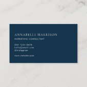 Modern Navy Blue | Minimalistisch Berufliches Skri Visitenkarte (Rückseite)