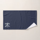 Modern Navy Blue Monogram Script Badhandtuch Set (Handtuch)